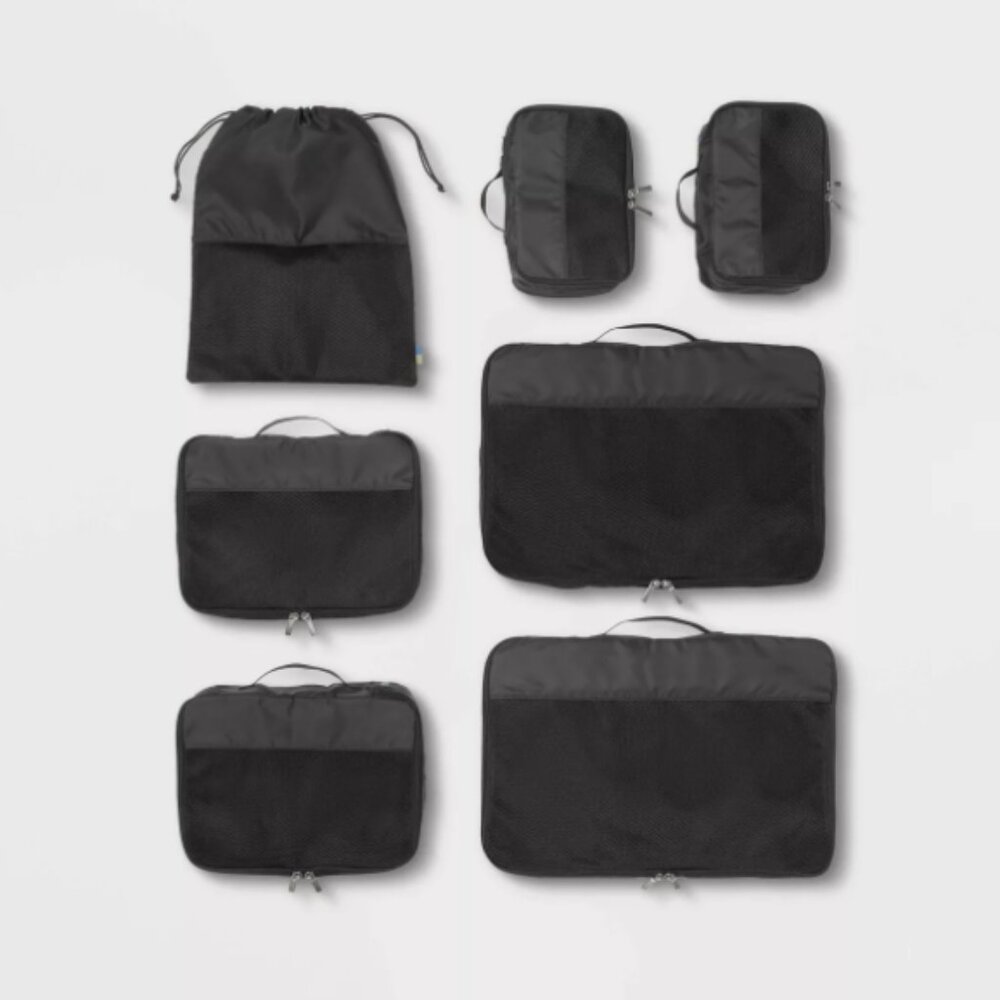 Target Black Travel Packing Cube and Shoe Bag Set. NWOT